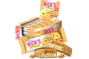 N!CK'S Keto Protein Bar Dulce de Leche med karamell choklad och kaksmak | 14 g protein | 186 kalorier | Low carb Proteinbar utan tillsatt socker, Glutenfritt Snack (12 barer x 50g)