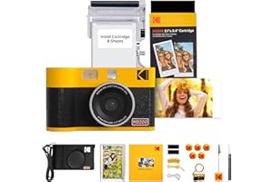 KODAK Mini Shot 2 ERA 4PASS 2-in-1 Instant Camera and Photo Printer (2.1x3.4 inches), Initial 8 Sheets + 60 Sheets Pack, Accessory Bundle, Yellow