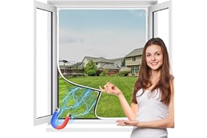 MLEJU Zanzariera Magnetica per Finestre,Fai Da Te in Fibra di Vetro, Regolabile fino a 130x150cm, Zanzariera Magnetica Finestra Facile installazione Senza Foratura né Viti - Grigia