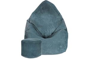 ‎DREAMROOTS DreamRoots Sitzsack Cord Erwachsener Sitzsäcke Jugendlicher Teenager 80x80x120cm - Sitzsack mit Füllung, Hocker, Lehne und Bezug - Bean Bag Chair - Sitzkissen Boden