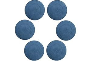 VEIZIBEE Almohadilla de Mesa Comida manteles Individuales 38cm, Lavables, Antideslizantes, Redondos, para Cocina, Mesa de Comedor, Estilo Europeo, Redondos de Tela Tejida a Mano para Interiores （Azul）