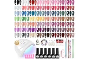 VANREESA Gel Nail Polish Set with U V Lamp, 55 Colours Gel Nail Kit Pink Red Brown Purple U V Gels Polish Nails Kit with Base and Top Coat Manicure Tools Salon Set DIY at Home Gifts for Women