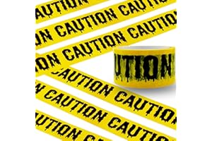 Feuerlos Halloween Caution Tape - Self Adhesive Halloween Hazard Tape, Yellow Warning Tape Barrier Safety Tape for Halloween Decorations Party Workplace Danger Areas - 25M
