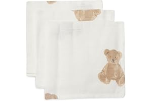 Jollein 537-848-66095 Lot de 3 Langes en Mousseline Blanc (31 x 31 cm)