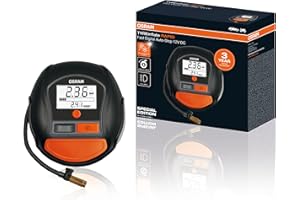 OSRAM TYREinflate RAPID, compresor de aire digital de 12V, compresor portátil, auto-parada, luz LED, programable, compresor de aire eléctrico para neumáticos, conexión 12V, infla neumáticos en 2 min