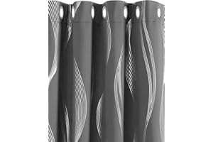 Deconovo Lot de 2 Rideaux Motif Ligne Argenté Intérieur à Oeillets Bureau Adult 140x240cm Rideau Maison Cuisine Anti Chaleur Froid Gris Foncé Occultant Thermique Anti Froid
