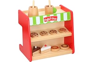 MOTOROLA NURSERY PHILIPS Marionette Wooden Toys - Children's Kitchen with Display Case and Coffee Machine - Wooden Set - 2-in-1