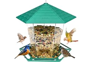 CAKEFLY Mangeoires à oiseaux pour oiseaux à suspendre à l'extérieur - Mangeoire réglable pour oiseaux sauvages - Grande capacité - Mangeoire à colibri - Anti-écureuils - Récipient de nourriture pour oiseaux -