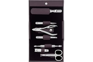 ‎ZWILLING ZWILLING Zestaw do manicure (7 części, zestaw do pedicure, etui podróżne, pielęgnacja paznokci, skóra naturalna), polerowana stal nierdzewna, fioletowy