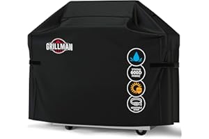 Grillman Premium Copertura per Barbecue a Gas per Weber, Brinkmann, Char Broil ETC. Resistente agli Urti, ai Raggi UV e all'Acqua (183 cm, Nero)