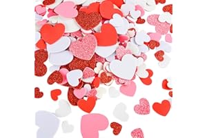 CHRORINE 350 Pcs Foam Heart Stickers Valentine's Day Glitter Self Adhesive Stickers Heart Shapes Colorful Sticker for Valentine's Day Decoration/Wedding Supplies/DIY Art Craft -Mixed Red Pink White