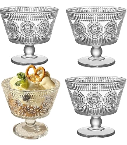GK Global da Dessert in Vetro Ciotole Coppe Gelato Set di 6 Bicchieri da Cocktail di gamberetti a Gambo Corto antipasti Frutta insalate Pudding Piatti Footed Dessert Coppe Ciotole per Cocktail
