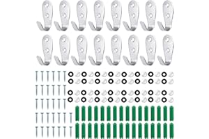 Jubaopen 16 Stück Edelstahl Wandhaken Wand-Montage Schwerlast Haken mit Schrauben Universalhaken Kleiderhaken Garderobenhaken Schlüsselhaken für Schlüssel Taschen