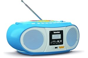 TechniSat DIGITRADIO 1990 Benjamin Blümchen Edition Stereo Boombox with DAB+/FM Radio and CD Player (Bluetooth Audio Streaming, Headphone Jack, USB, Charging Function, AUX In, Carry Handle, 3 W) Blue