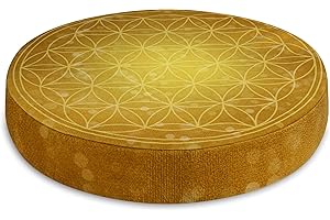 SANDINI Cojín de asiento redondo de 38 x 6 cm, gran selección, madera, frutas, verduras, flor de la vida, cojín para salón y jardín, cojín de suelo para niños