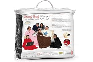 CKB LTD Snug Rug Cosy Blanket With Sleeves GENUINE SnugRug Sleeved Blankets Super Soft 160gsm Fleece Soft Fabric Oversized Sleeves and Pouch Pocket Adults Size (Black)
