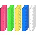 AIEX 15pcs Color Transparent Ruler, 15cm 6Inch Straight Ruler with Centimeters and Inches Plastic Multipack Rulers for School Classroom Home Office for Kids (Assorted Colors)