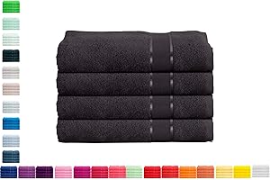 ‎MIXIBABY Mixibaby 4er Handtuchset Handtuch Handtücher 50cm x 100cm Frottee 100% Baumwolle 500g/qm, Farbe:Schwarz