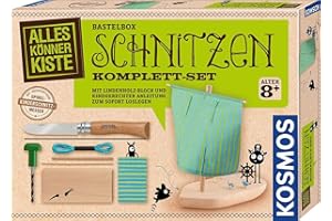 Kosmos AllesKönnerKiste 604608 - Set Completo con Coltello da Intaglio per Bambini, Blocco in Legno di Tiglio, Istruzioni Adatte ai Bambini, a Partire dagli 8 Anni in su, per Imparare a intagliare