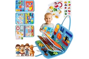 Zensviva Busy Board Montessori Dino 20 en 1 – Libro Sensorial Bebé 1 Año – Juguete Educativo sin Pantallas para Viajes – Motricidad Fina y Autonomía Infantil – Regalo Montessori Niños 1-6 Años