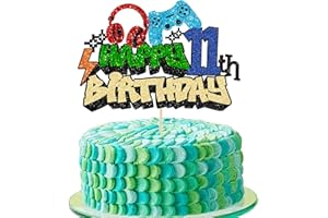 Gyufise 1Pcs 11th Birthday Video Game Cake Topper Gaming Level Unlocked Game On Controllers Cake Pick Decorations Game Theme Baby Shower 11th Birthday Anniversary Party Cake Decorations