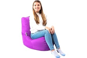 MaxiBean Bean Bag Chair Seat Indoor Or Outdoor Garden Beanbag Kids Gaming Recliner Cushion With Filling Included (Purple)