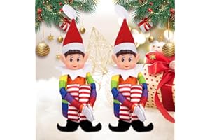 ITMNMNL Elfo Navidad 43cm Juego de Elfos Muñeca Suave de Pierna Larga Travieso Duende,Santa Divertida Figura de Elfos Que se comportan Mal con Cuerpo Suave y Cara de Vinilo,niño Elfo Decoración