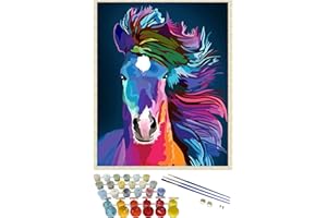 iCoostor Paint by Numbers DIY Acrylic Painting Kit for Kids & Adults Beginner – 16” x 20” Abstract Horse Pattern