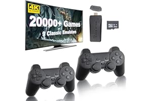 BIRBANN Console di gioco retrò wireless con Plug and Play, entrate per chiavetta per video game classici in HD da 64G, 9 emulatori integrati e 20000+ giochi e controller dual wireless 2,4G, uscita HDMI TV 4K