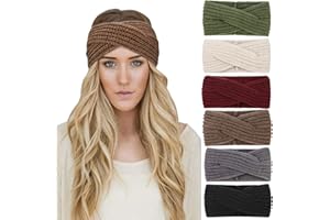 DRESHOW 6 Stück Winter Stirnband Damen Strick Ohrenwärmer Stirnbänder Mädchen Gestrickt Stirnband Kopfband Haarband Headwrap Frauen Haarbänder