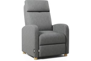 ZZ DON DESCANSO - Sillon Relax Reclinable Tela Verona (63x74x105cm). Sillón Reclinable Compacto con Reposapiés, Apertura Push, 2 Posiciones y Posición Cero, Butaca Reclinable hasta 160º (Gris Marengo)