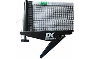 DARIUS KNIGHT Clip on Table Tennis Ping Pong Net & Post Set with Strong Vertical Metal Posts, 6' Cotton Net with String Tension Adjuster and Stylish Packaging DK Force