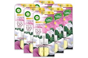 ‎AIR WICK Air Wick Duftölflakon Nachfüller Seide & Lilienfrische – Floraler Raumduft mit ätherischen Ölen – 6er Duftöl Set