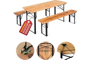 ‎STAGECAPTAIN Stagecaptain BBK-110 Hirschgarten Bierzeltgarnitur für Kinder - Kurze Version mit 110 cm Länge - Klappbare Festzeltgarnitur 1x Tisch 2X Bank - Sitzgarnitur aus Holz - Innen & Außenbereich - Natur