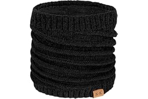 Kakaly Winter Neck Warmer - Thermal Fleece Lined Snood Scarf Mens Warm Neck Gaiter Knitted Circle Scarf for Cycling Motocycle