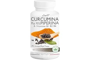 LINE@DIET CURCUMINA Plus 95% | CURCUMINOIDI 950 MG | 100% NATURALE Curcuma e Piperina - potenziata con PIPERINA 1000 mg Alto Dosaggio (60 CPR) 20 VOLTE PIU' EFFICACE! Prodotto ITALIANO