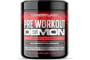 DEMON LABZ Pre Workout Demon - Advanced Pre-Workout Energy Powder with Creatine, Caffeine, Beta-Alanine & Glutamine, Berry Blast, 360g - 40 Servings