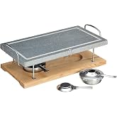 Artesa Hot Stone Grill, Gourmet Tabletop Grill, Stone Grill for Meat, Seafood and Vegetables, 41.5 x 22 x 15 cm - Marble/Wood