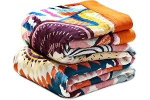 Chingcoo Boho överkast med fransar – muslinfilt 200 × 230 cm | Bomullsfilt dubbelsidig, soffpläd och överkast, andas för vard