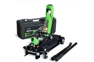 DRIVEUPTOOLS 2 Ton Hydraulic Trolley Jack with Carry Case – 5.3 to 13.4 inches Lifting Range – Compact & Heavy-Duty Portable Car Jack for Cars & SUVs – Reliable 4400 lbs Garage & Workshop Tool