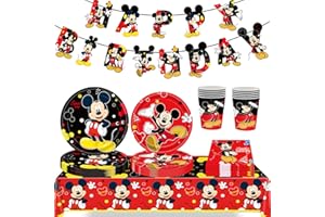 SYKEROUT Mickey Mouse Party Set Minni Mouse - Set di stoviglie per feste di compleanno, Minnie, accessori per feste di compleanno, per bambini, per feste di compleanno, motivo: Minnie Mouse…