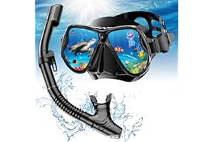 MENGINE Snorkel Set Adults, Scuba Snorkelling Packages with Anti-Fog Panoramic View Swimming Goggles,Dry Snorkel Set Suitable for Snorkeling Diving Swimming