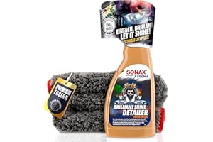 ‎AUTOPFLEGE Auto Lackreiniger Set | SONAX XTREME Brilliant Shine Detailer 500ml + Poliertuch | Reiniger zur schnellen Lackpflege für frischen Glanz mit Wasserabperleffekt