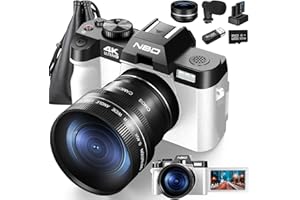 NBD S100 Cámara Digital 48MP 4K HD compacta cámara Infantil con Tarjeta de 32 GB, Zoom Digital, 16 x Pantalla 3 '' 180°, Lente Gran Angular, cámara Adolescente Recargable portátil para Principiante
