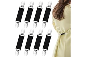 kaiyaya 8 Stück Clips für Kleidung Unisex Cinch Clip Dehnbar bis 22cm Schwarz Waist Clip Hosenträger Clips Mit Dichtung Flexibel Cardigan Cilp für Pullover Kleider Hemden Jacken Scarf