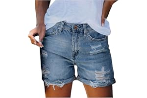 ‎SUNNYUK Jeans Shorts Damen Zerrissene Kurze Hose Damen Sommer Destroyed Jeansshorts High Waist Sexy Low Denim Shorts Slim Stretch Kurze Jeanshose Große Größen Bermuda Hotpants
