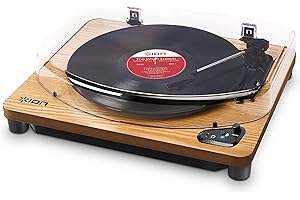 ION Audio Air Lp - Platine Vinyle Bluetooth à Trois Vitesses (33, 45 Et 78 Tours) avec Conversion Usb - Finition Bois