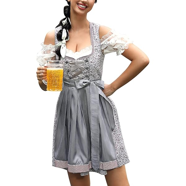 Klederdrachtjurk voor dames, landelijke stijl, lang, dirndl-jurk voor dames, zonder blouse, mouwloos, tankjurk, klederdrachtmode, dirndlschort, klederdrachtkleding met ritssluiting, dirndljurk