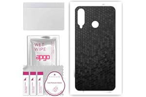 apgo Rückseite Schutzfolie, Skin, kompatibel mit Huawei P30 lite New Edition, Hinten Displayschutzfolie aus Vinylfolie, kratzfest, einfache Montage - Schwarze Honigwabe