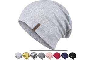 HAMUNI Mütze Damen Herren, Slouch Beanie Mütze, Weich Dünne Mütze aus Baumwolle, Leichte Atmungsaktiv Longbeanie, Jersey Chemo Mütze, Elastisch Laufmütze für Alle Jahreszeiten